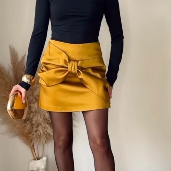 Zara | ZW COLLECTION SATIN BOW SKIRT - Picture 10 of 16